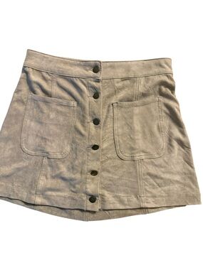 Button-Front Mini Skirt in Taupe altar’d state small